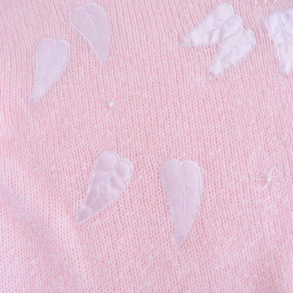 Vintage Contempo Plus Pink Knit Leaves Crewneck Sweater Size 40 - Picture 14 of 15